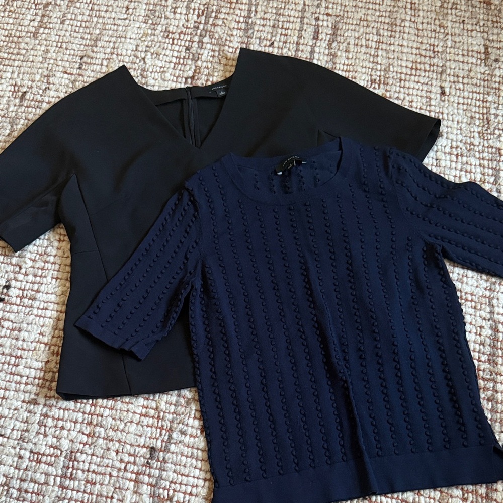 Ann Taylor Black Top and Navy Sweater - sold together